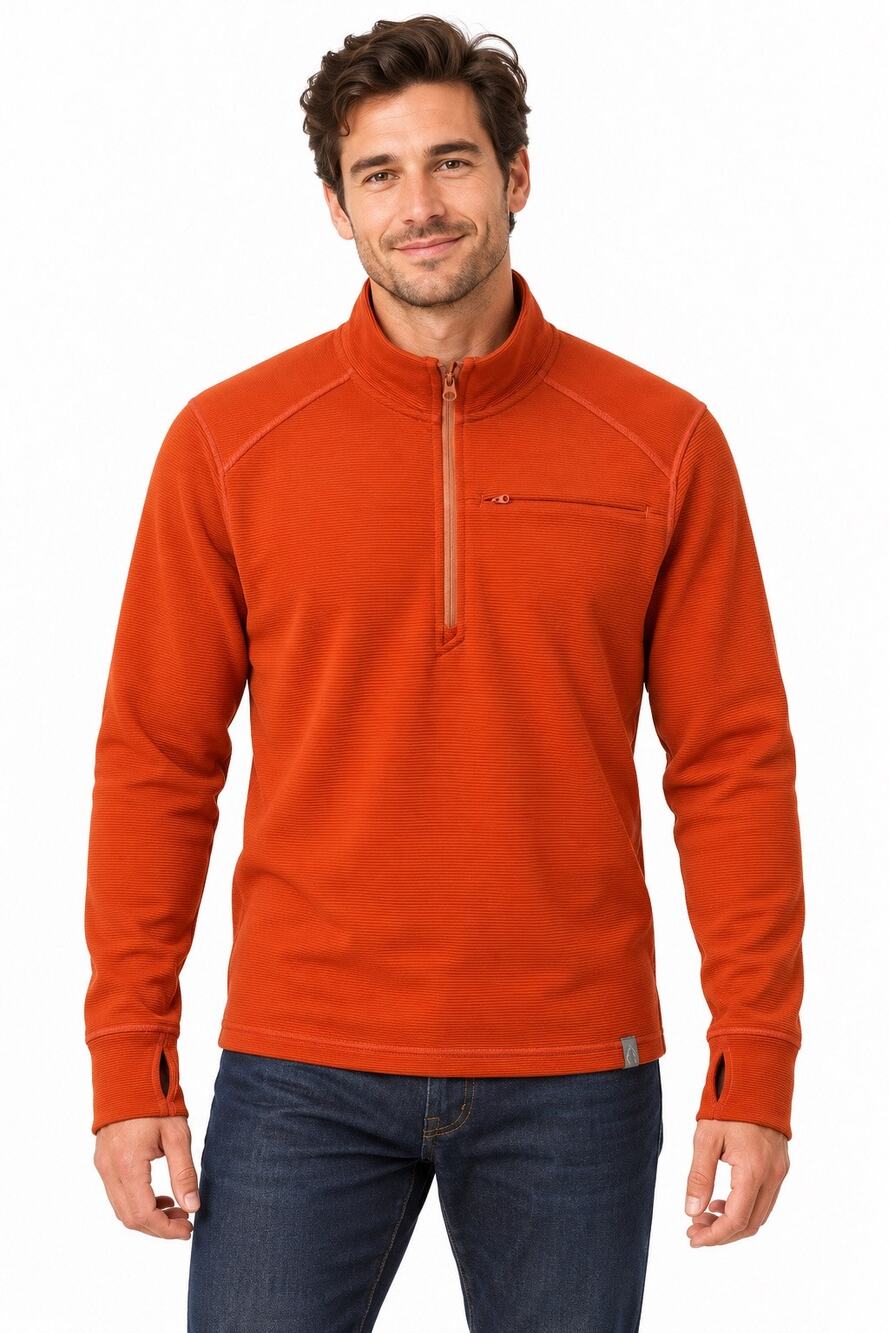 Title: L.L.Bean Men’s Orange Quarter-Zip Pullover Small Regular